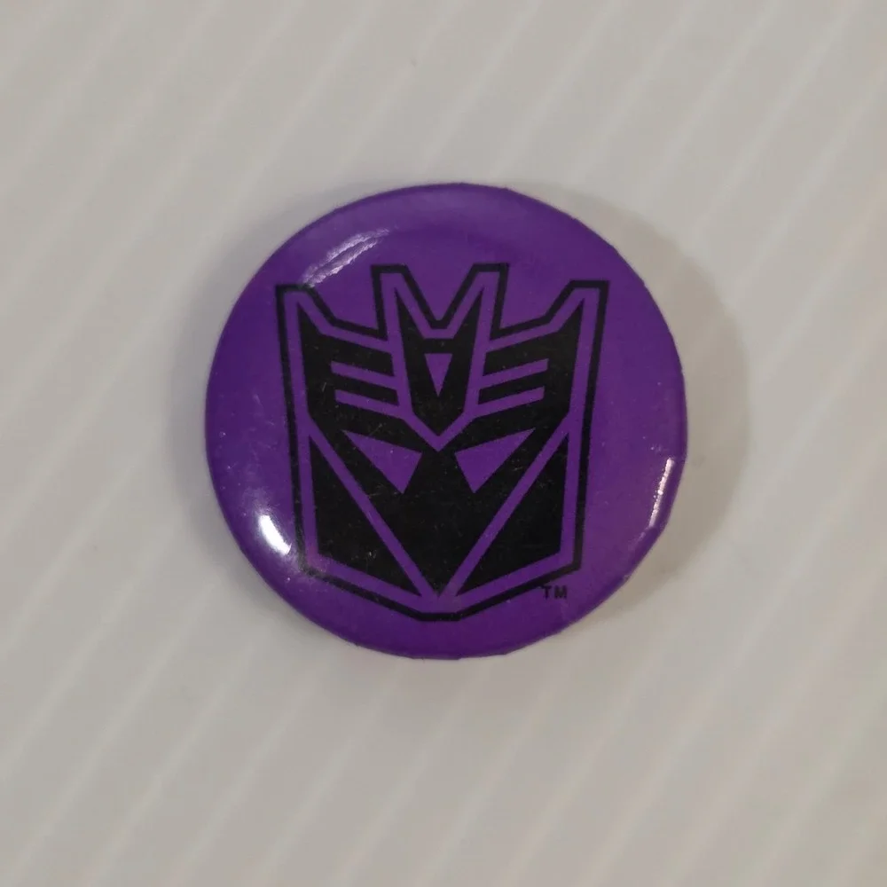 Transformers Decepticon Logo Purple Pinback Button Hasbro Robot Badge‎